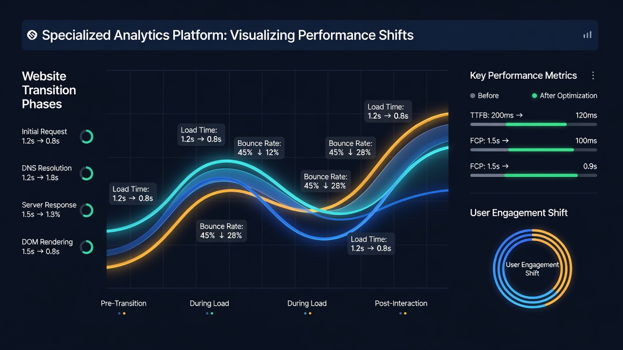 Visualizing Performance Shifts in Website Transitions Using Specialized Analytics Platforms